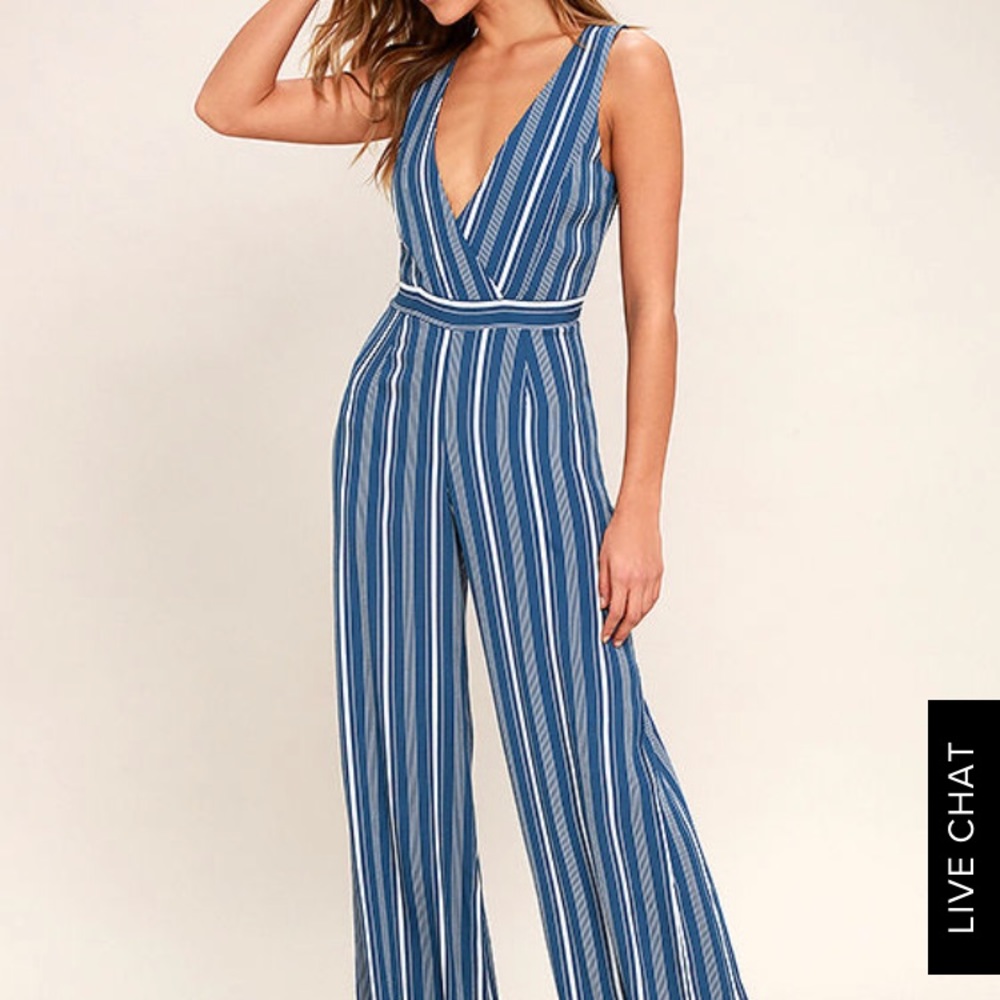 MONTAUK YACHT CLUB BLUE AND WHITE STRIPED JUMPSUIT